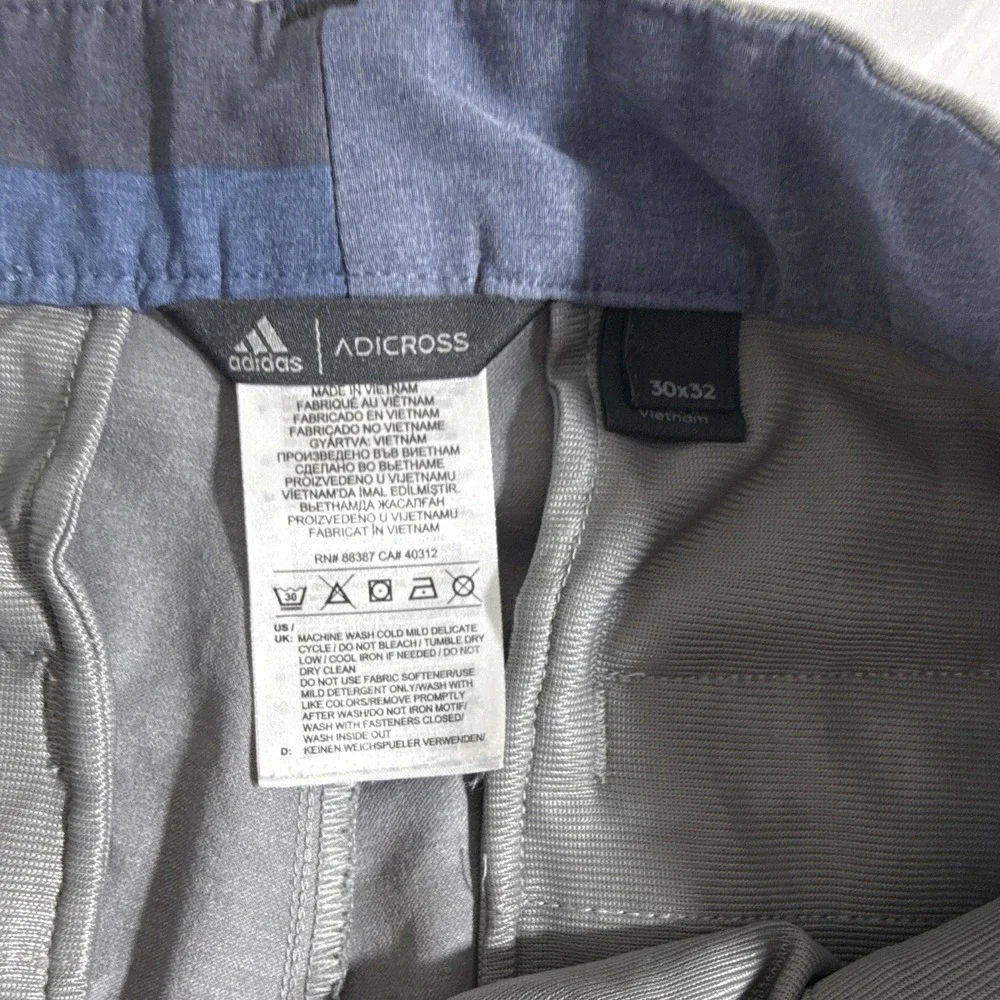 adidas Adicross Men's Gray Golf Pants 30x32 Flat Front Pockets